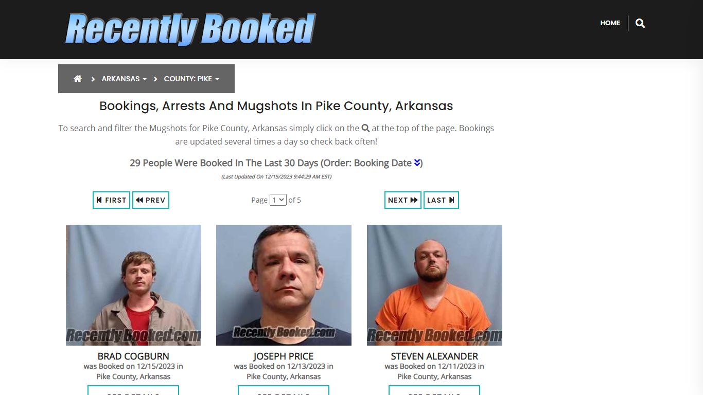 Recent bookings, Arrests, Mugshots in Pike County, Arkansas